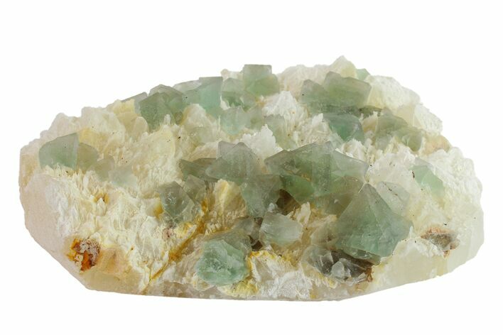 Green, Octahedral Fluorite Crystals on Quartz - China #163227